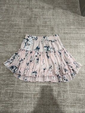 NEW Misa Los Angeles Pink Floral Tiered Ruffle Mini Skirt xs